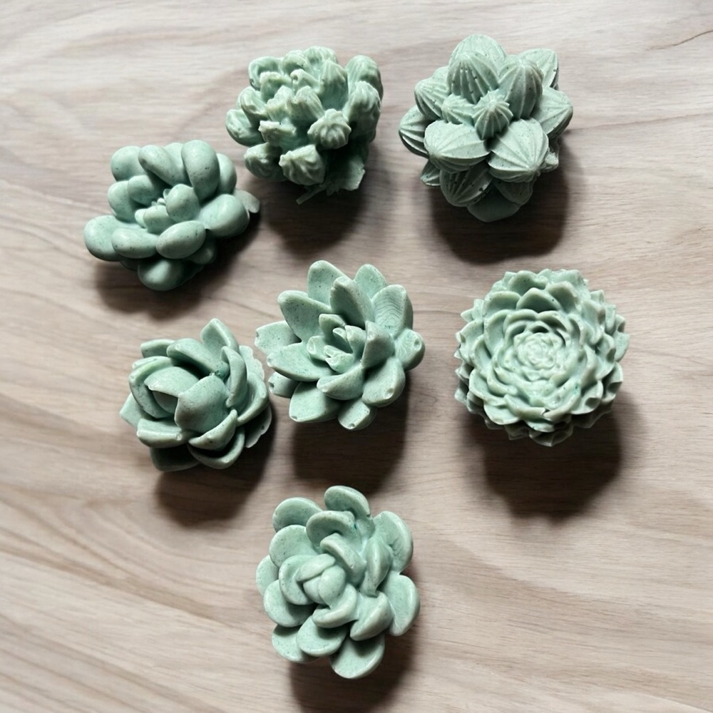 Vanilla tea tree homemade succulents soap 7pc 1x1inch .5oz Donkey milk based - Picture 2 of 4